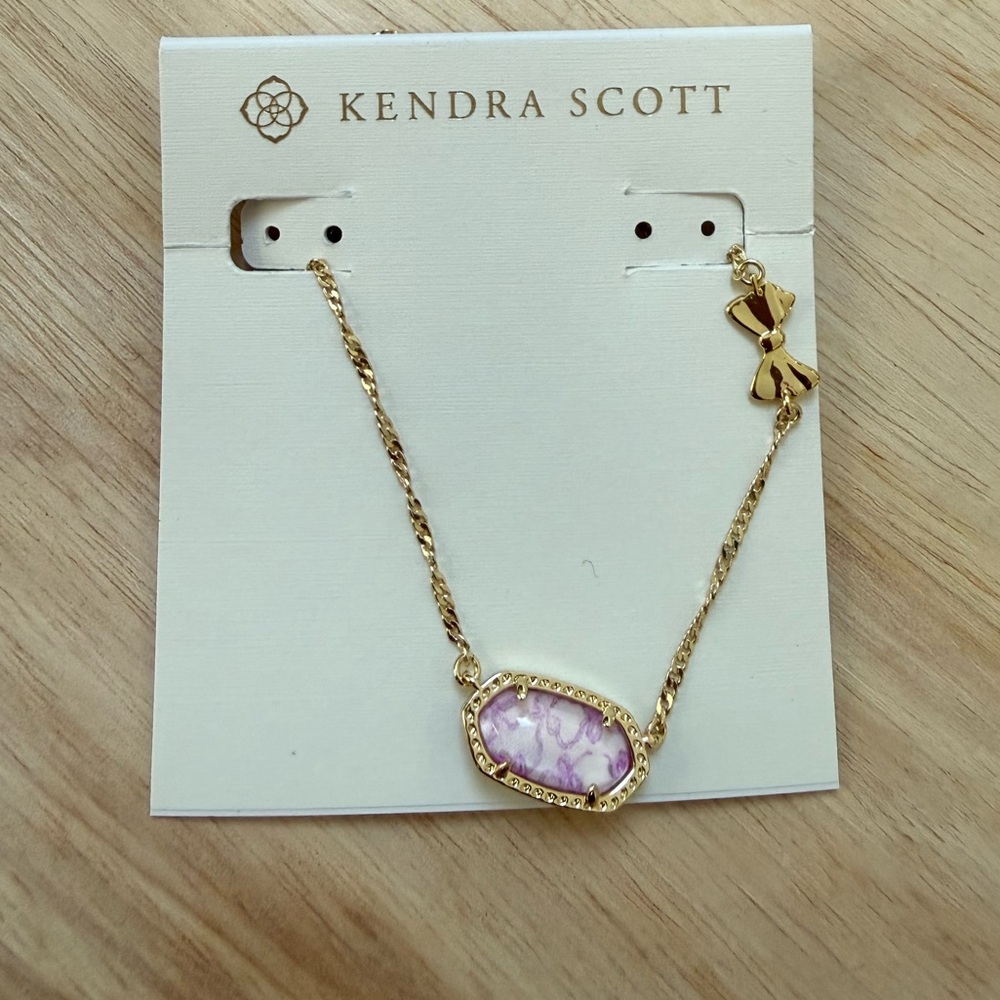 NEW Kendra Scott X Love Shack Fancy Bow Tie Pink Necklace - Picture 3 of 6